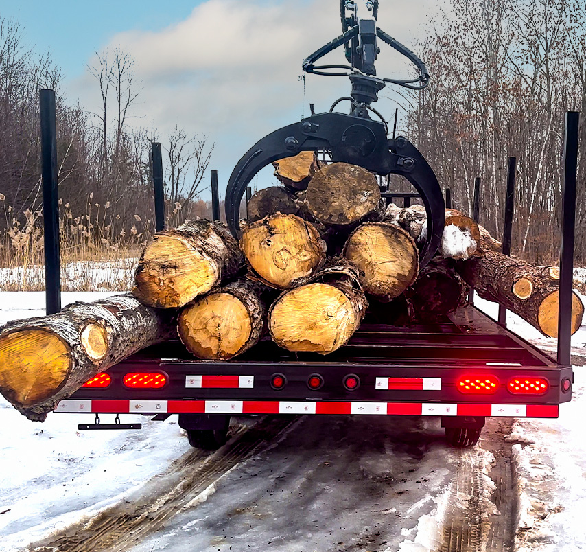 Rear view of trailer showing LED lighting